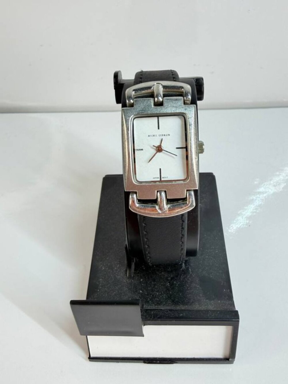 Michel Germain Rectangular Watch – Black Leather Strap - Picture 1 of 12